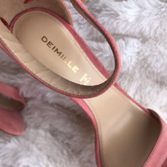 DEIMILLE pink suede heels with rhinestone buckle - Picture 5 of 8